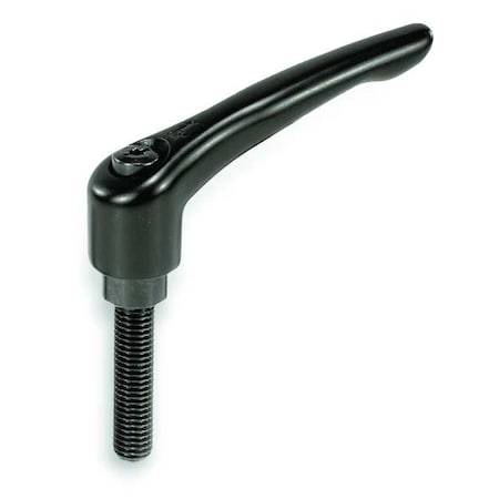 Adjustable Handle, Modern Design, Sz. 1, 1/4-20X50, Die Cast Zinc Black Satin, Comp: Steel