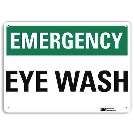 Fire Emergency, Emergency Eye Wash, 7 in x 10 in, Vertical Rectangle, Aluminum, U7-1091-RA_10X7