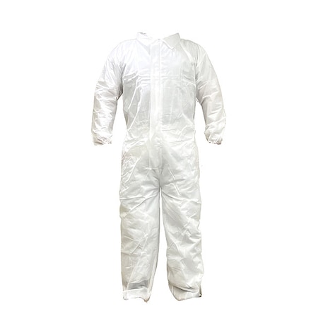 Not Applicable Collared Coveralls, PP SMS, 26 1/2 in Inseam, White