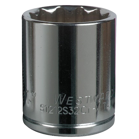 WESTWARD 3/4 in Drive, 29mm Metric Socket, 12 Points,  Steel, Chrome, 29 mm
