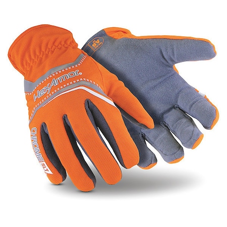 Chrome SLT 4072 Cut-Resistant Gloves, Synthetic Leather Palm, L, Gray/High-Visibility Orange