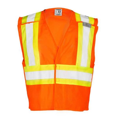 Vest,ANSI 2,S,Orange/Red,Polyester Mesh