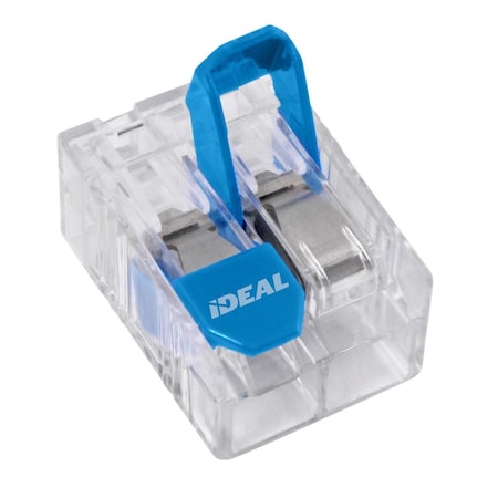 Lever Wire Connector, 10 AWG Max, 2 Port, Blue, Clear, 600 V, 100 PK