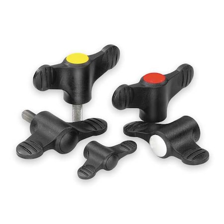 Wing Grip D=1/4-20X30 A=50, H=24, Form: L, Plastic Black, Comp: Steel, Blue-Passivated