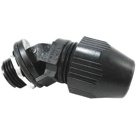 Conduit Fitting 45 Deg Elbow, 1-1/2 in, Liquid-Tight, Plastic, Plain, Black