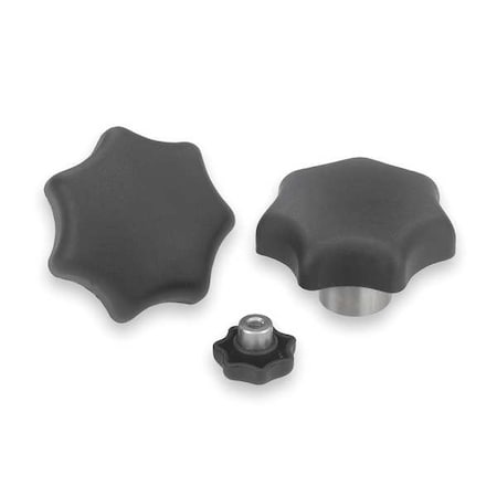 Star Grip With Steel Bushing, D=M05, D1= 25, H=17, Form: K, Tapped Blind Hole, Thermoplastic Black