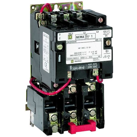 Magnetic Motor Starter, Non-Reversing, No Auxiliary Contacts, 240V AC, 3 P, Screw Clamp