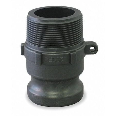Cam and Groove Adapter, Type F, 1-1/2 in Coupler, 1-1/2 in MNPT, 3-9/32 in L, Plug, Polypropylene
