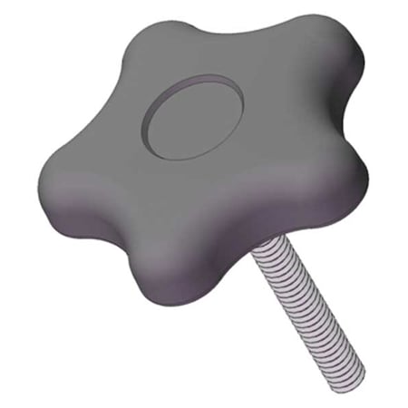 Star Knob with Screw, 1/4-20 Thread Size, 1.00"L, Steel
