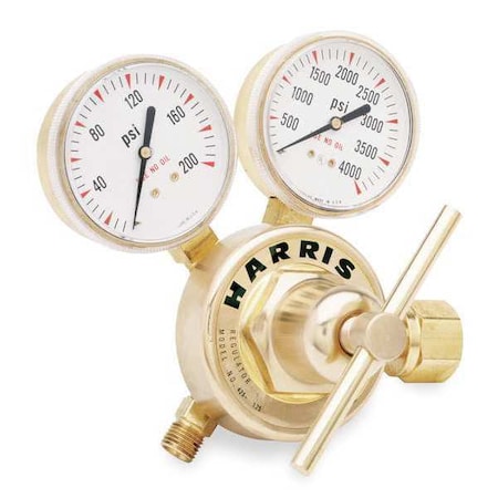 Gas Regulator, Acetylene, Single Stage, 0.825"-14 Inlet, 9/16"-18 Outlet, 0 to 15 psi