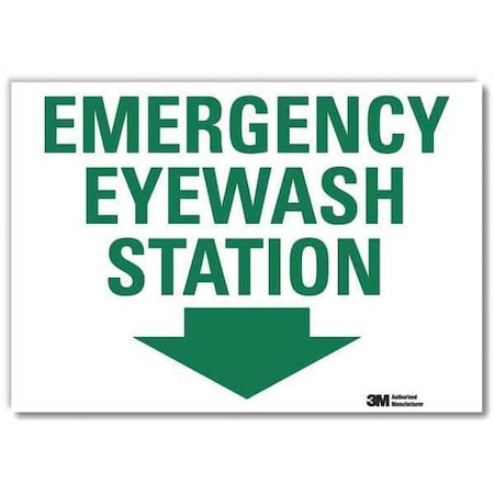 Emergency Eyewash Station (Down Arrow), 5 in x 7 in,  Reflective Sheeting, U7-1107-RD_7X5