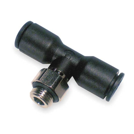 Push-Fit Tee Fitting, 6mm Tube Size, Fiberglass-Reinforced Nylon, Black, 10 PK
