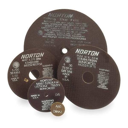 Abrasive Cut-Off Wheel, Type 1, 7 in Dia, 0.0625 in Thick, 1 1/4 in Arbor Hole Size, Aluminum Oxide