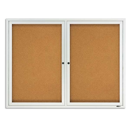Enclosed Cork Bulletin Board 36" x 48", 2 Door