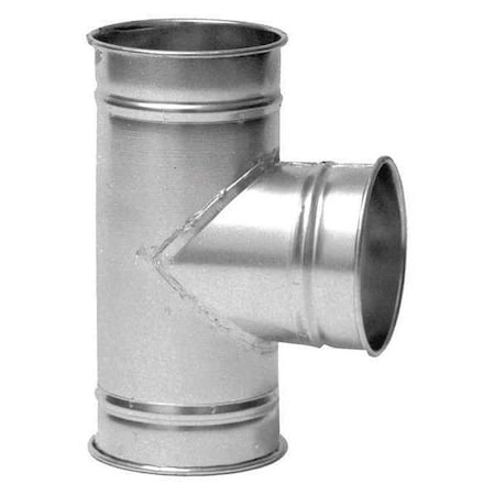 Round 5"dia 13"L 90 Degrees  GSteel Tee Branch, 5 in Duct Dia, Galvanized Steel, 22 ga GA, 9 in W