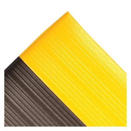 Antifatigue Mat, 4 ft. L x 2 ft. W, 3/8" Thickness, Closed Cell PVC Foam, Corrugated, Black/Yellow