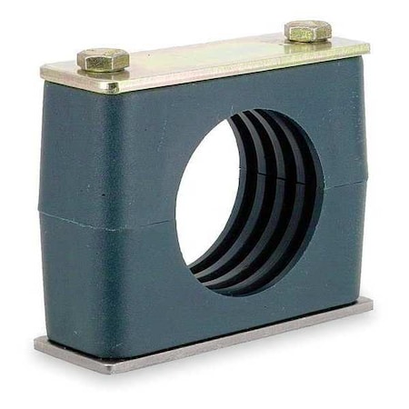 Vibration Dampening Beta Clamp, Single, 3/4 in Tube, Steel Clamp, Poly Cushion, Weld-On