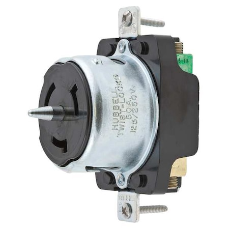 Locking Receptacle, Non-NEMA, 50 A, 125/250V AC, Single Phase, 3 Pole, Flush Mount, Screw Terminals