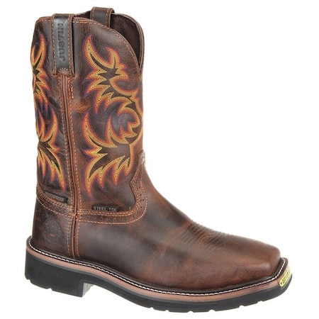 Men's Western Boot, 12 EE, Steel Toe, 11 in H, Brown, WK4690