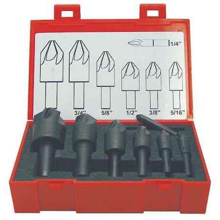 90 deg 6 Flute 7 piece Countersink Set HSS