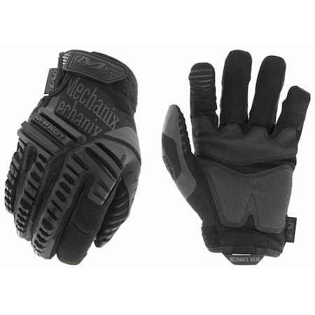Tactical Gloves, Synthetic Leather Palm, 11 in Length, Hook-and-Loop Cuff, Full Finger, Black