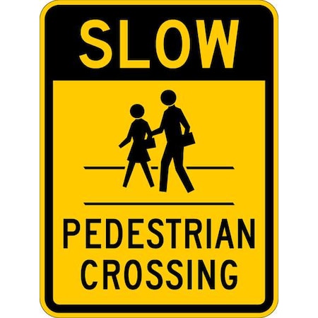 Pedestrian Crossing Traffic Sign, 24 in H, 18 in W, Aluminum, Vertical Rectangle, TR-037-18DA