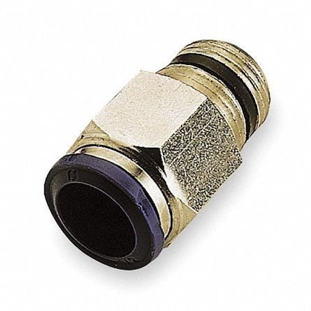 Push-Fit Adapter Fitting, Push-to-Connect x MNPT, 3/8 in Tube OD, 3/8 in Pipe Size, Metal, 10 PK