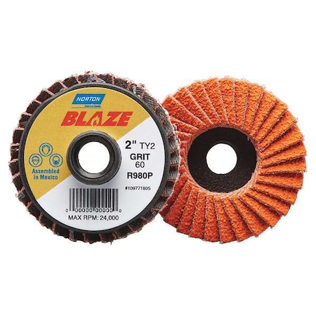 Flap Disc,Med,Grit 60,TY 2,2in,Blaze