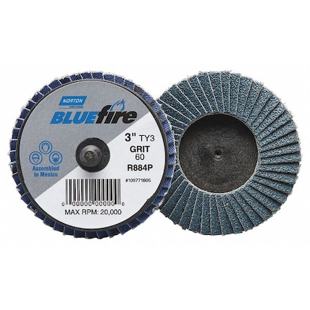 Flap Disc,Med,Grit 60,TY 3,2in,Bluefire