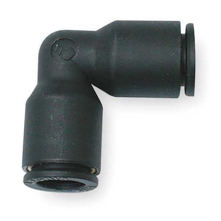 Push-Fit Elbow Fitting, 3/16 in Tube Size, Fiberglass-Reinforced Nylon, Black, 10 PK