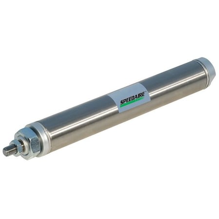Round Body Cylinder, 1 1/16 in Bore, 1 in Stroke, Round Body Single Acting, Stainless Steel .