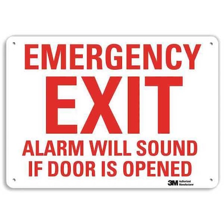 Exit Sign, Recycled Aluminum, 10" W, 7" H, Emergency Exit Alarm Will Sound If Door Is Opened, White