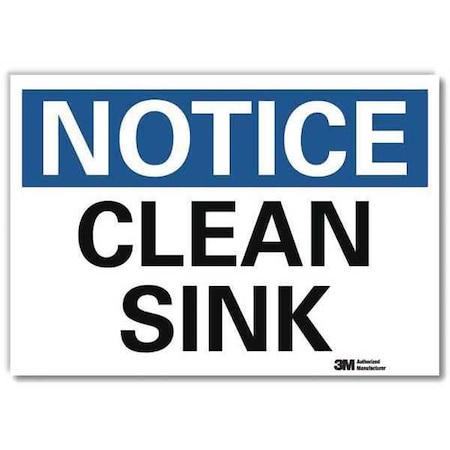 Notice, Clean Sink, 7 in x 10 in, Vertical Rectangle, Reflective Sheeting, U5-1102-RD_10X7
