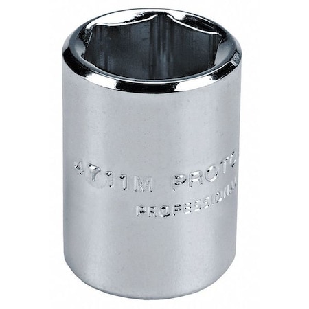 1/4 in Drive, 7/32" Hex SAE, Socket, 6 Points,  Steel, Chrome, 7/32 in