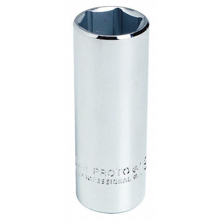 3/8 in Drive, 17mm Hex Metric Socket, 6 Points,  Steel, Chrome, 17 mm