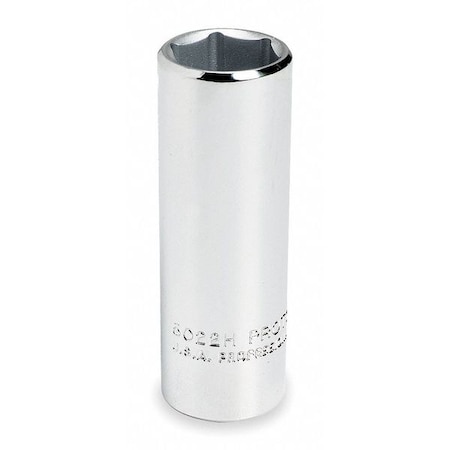 3/8 in Drive, 15/16" Hex SAE Socket, 6 Points,  Steel, Chrome, 15/16 in