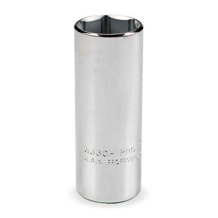1/2 in Drive, 7/8" Hex SAE, Socket, 6 Points,  Steel, Chrome, 7/8 in