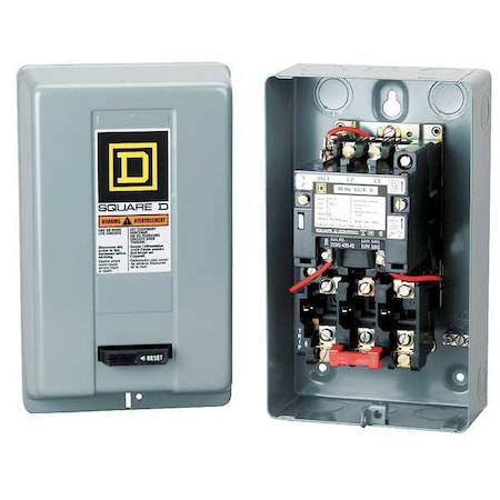 Magnetic Motor Starter, Non-Reversing, No Auxiliary Contacts, 120V AC, 2 P, Screw Clamp