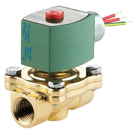 Solenoid Valve, 2-Way, 2-Position, Normally Open, 2-1/2 in Pipe Size, 120V AC, High Flow, Brass