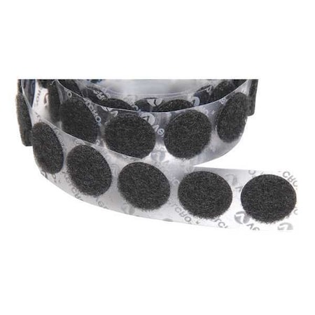 Reclosable Fastener, Disc, Acrylic Adhesive, 1-3/8 in, Black, 600 PK