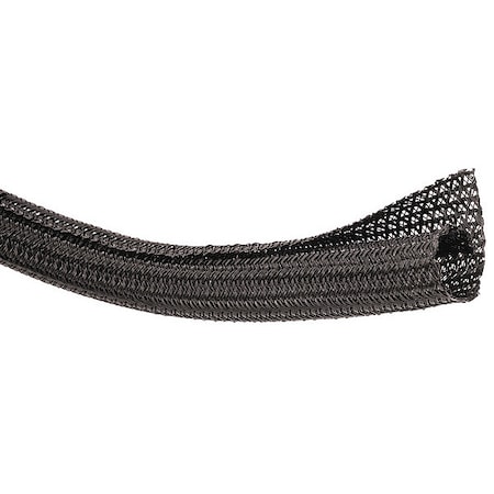 Braided Cable Sleeve, 1/2 in Inside Dia., 1/2 in Max Bundle Dia., 10 ft, Polyethylene Terephthalate