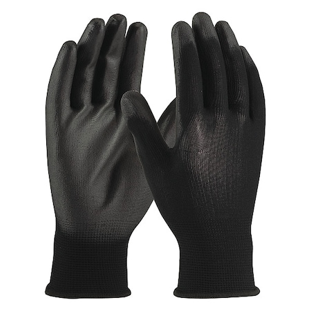 Coated Gloves, Polyurethane, Smooth, Palm, 1 Abrasion Level, Black, XL (10) 12 PK