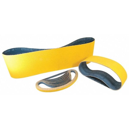 Sanding Belt, 3/4 in W, 18 in L, Coated, Ceramic, 120 Grit, Fine, Predator, Yellow
