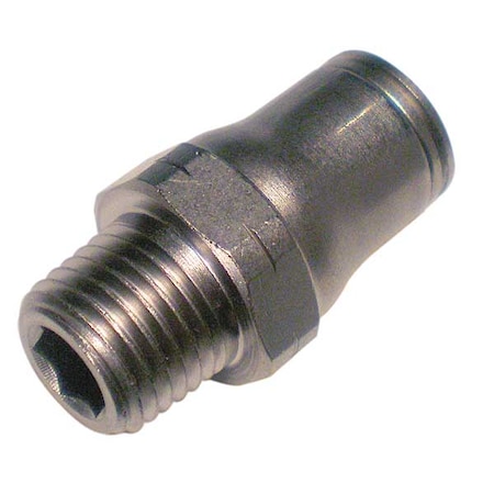 Push-Fit Adapter Fitting, 1/4 in Tube Size, Brass, Silver