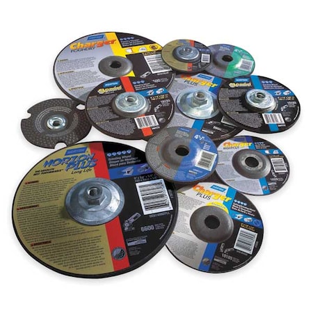Cut-Off & Grinding Wheel, Type 27, 9 in Dia, 0.125 in Thick, 5/8"-11 Arbor Hole Size, Ceramic