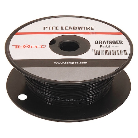 High Temp Lead Wire, PTFE, 20 AWG, Black, 100 ft