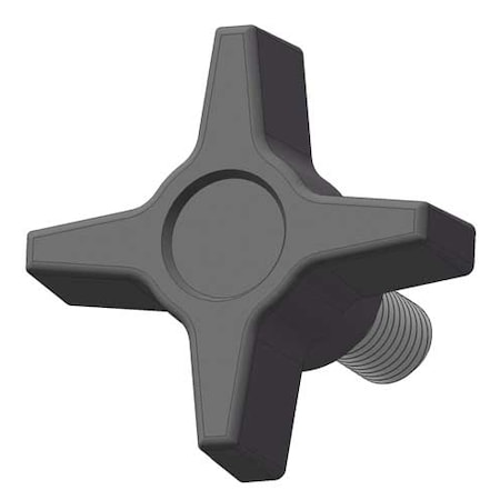 Four Prong Knob with Screw, 5/16-18 Thread Size, 1.125"L, Steel