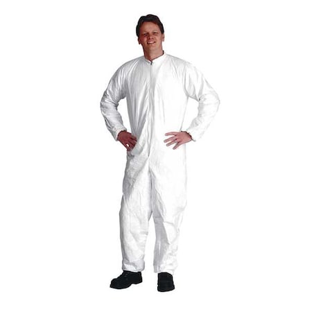 Serged Seams. Standard Collar. Set Sleeve Design. Elastic Wrists and Ankles. Zipper Closure. White. 3X