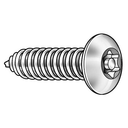 Tamper Resistant Screw, 1/2 in, Plain Finish, 18-8 Stainless Steel, Button Head Torx Drive, 25 PK