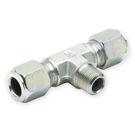 Tee,Steel,Comp5/8",5/8",MNPT1/2",NPTF